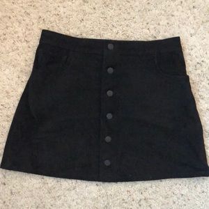 Express black polyester button-down mini-skirt